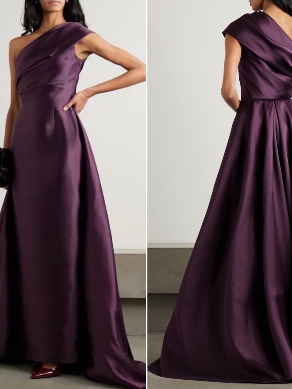 SOLACE LONDON Alba One Shoulder Ruched Draped Purple Maxi Dress Size 4